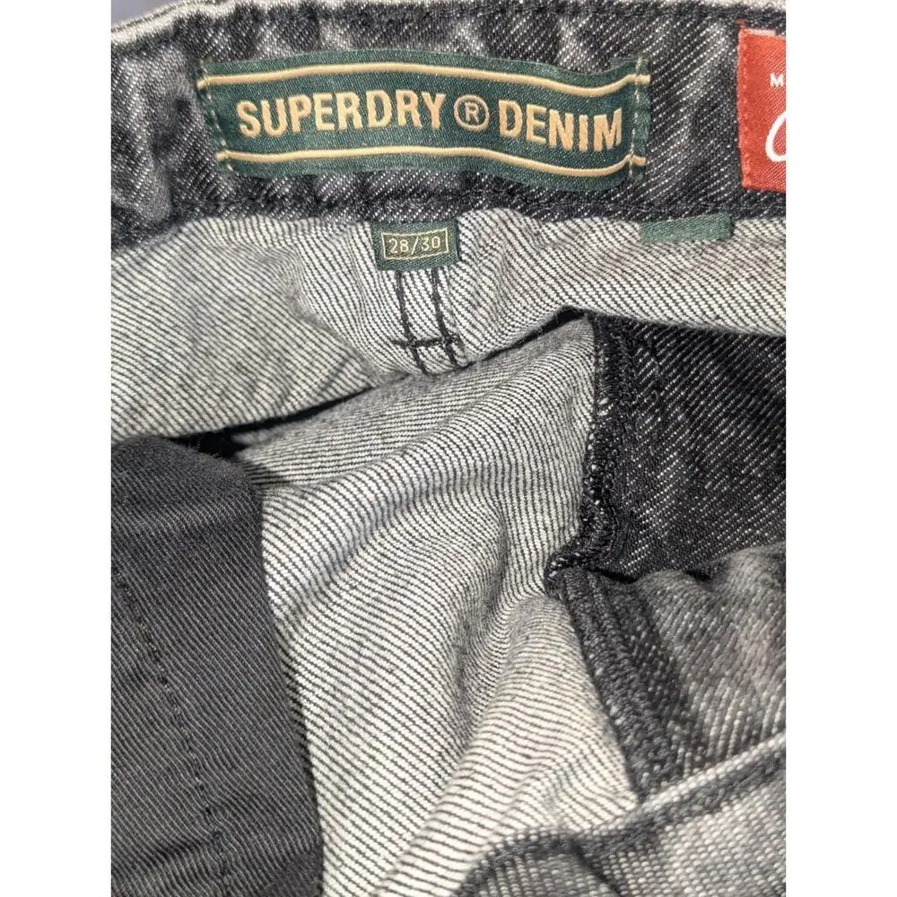 Superdry Denim Jeans Mens 28x30 Black Wide Leg Vtg Baggy Y2K Skater